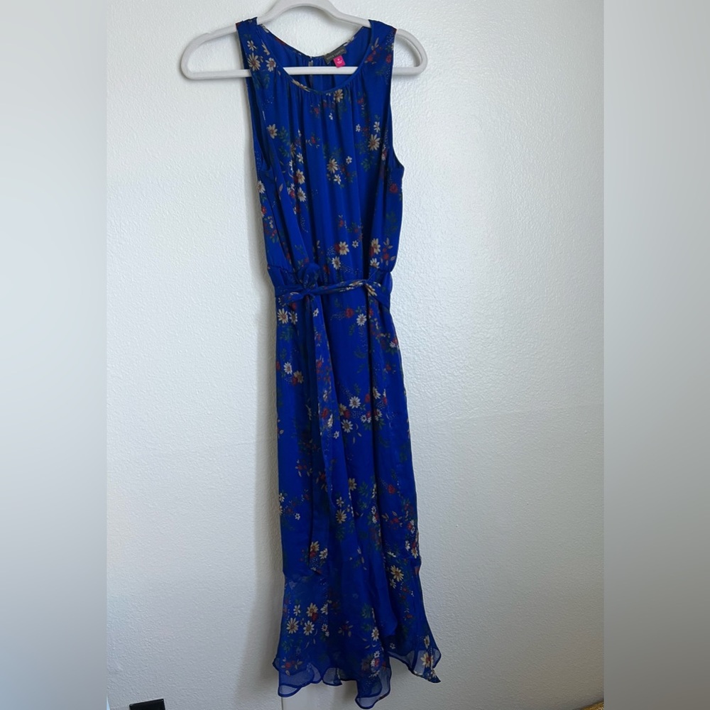 Vince Camaro blue floral chiffon dress